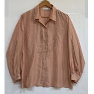Newport News Silk Blouse Buttondown shirt Size 14